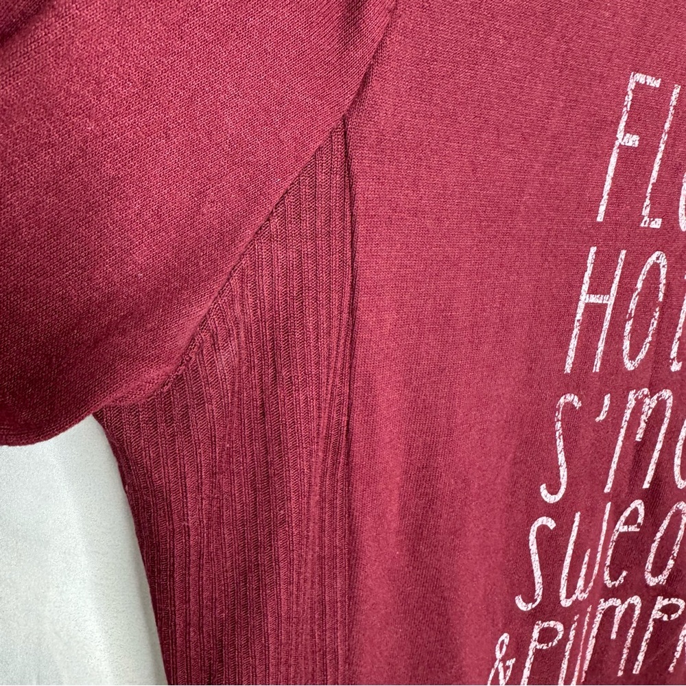Cozy Burgundy Long Sleeve Tee with Graphic Design Holidays Fall - Picture 4 of 5